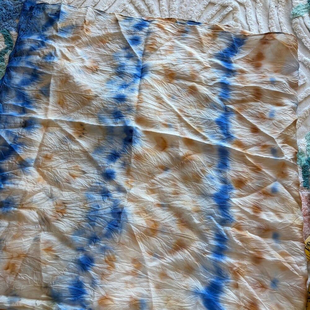 Lightweight tie dye silk scarf with